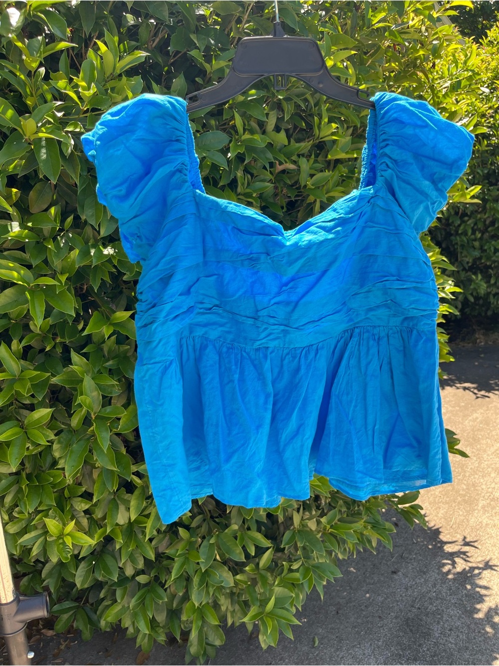 Abercrombie & Fitch Electric Blue Puff Sleeve Peplum Top size xl